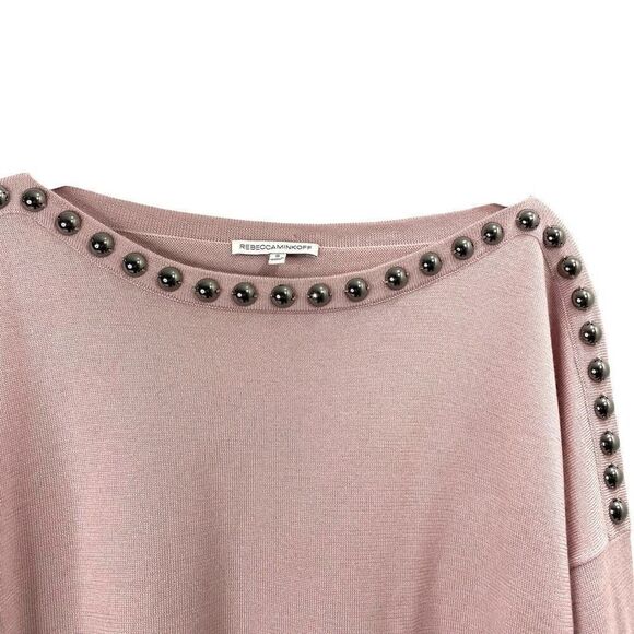 Rebecca Minkoff wool silk cashmere blend beaded‎ embellished sweater Size S pink - Picture 2 of 7